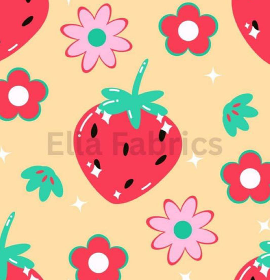 Strawberry yellow background