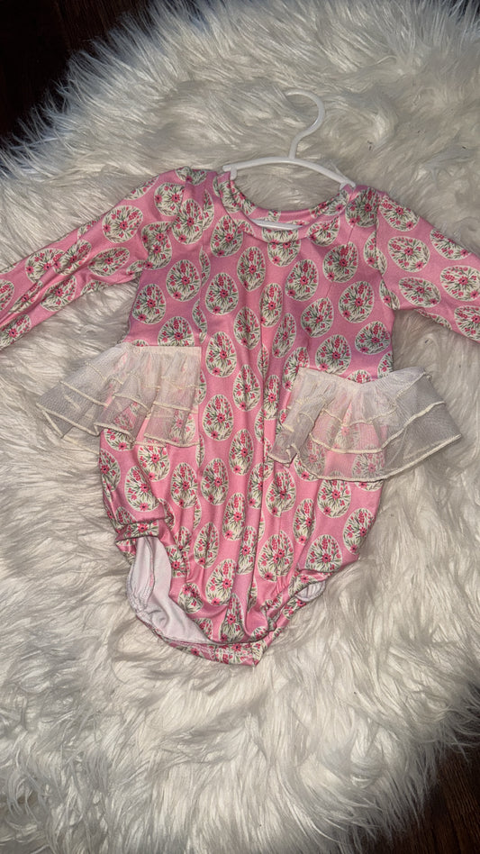 Floral egg LS romper 18/24
