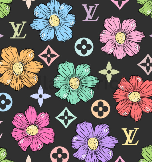 Black colorful flower LV