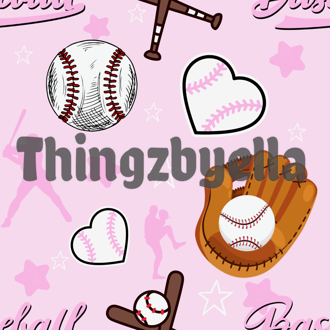 Pink baseball hearts