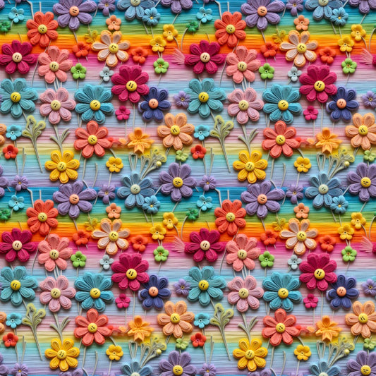 Faux embroidery flowers
